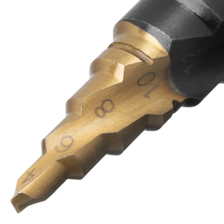 Сверло ступенчатое Denzel 723603 4-6-8-10-12-14-16-18-20 мм, Р6М5, 6-гр. хвостовик купить в Нягани