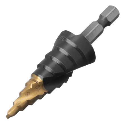 Сверло ступенчатое Denzel 723603 4-6-8-10-12-14-16-18-20 мм, Р6М5, 6-гр. хвостовик купить в Нягани