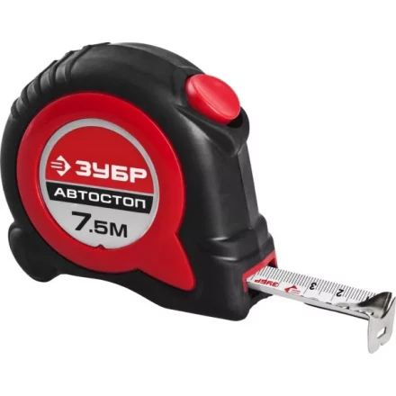 Рулетка ЗУБР &quot;МАСТЕР&quot;, двухкомпонентный корпус, автостоп, 7,5м/25мм 34052-08-25 купить в Нягани