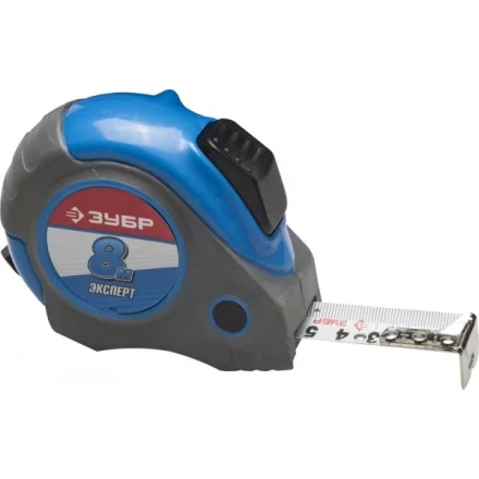 Рулетка ЗУБР &quot;ЭКСПЕРТ&quot;, двухкомпонентный корпус, автостоп, 8м/25мм 34057-08-25_z02 купить в Нягани