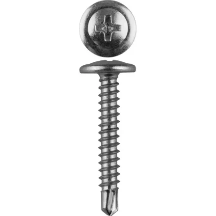 Саморезы ЗУБР с прессшайбой и сверлом по листовому металлу до 2мм, PH2, 4,2х19мм, ТФ1, 450шт 4-300211-42-019 купить в Нягани