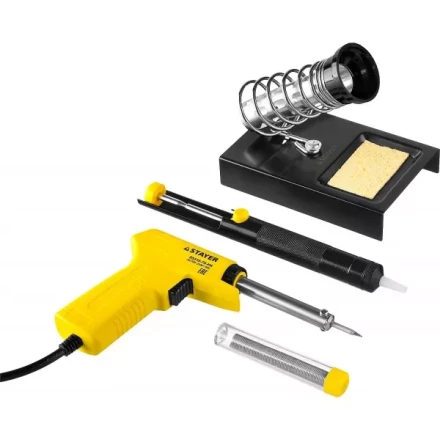 Набор для паяльных работ STAYER &quot;PROFI&quot; PROTerm, 55315-70-H4 паяльник 55307 + подставка + припой + шприц, 60 Вт 55315-70-H4 купить в Нягани