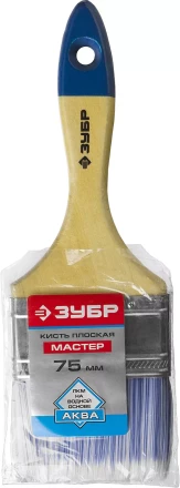 Плоская кисть ЗУБР АКВА 20 мм 3/4? светлая искусственная щетина деревянная ручка для воднодисперсионных и акриловых ЛКМ 4-01007-020 купить в Нягани