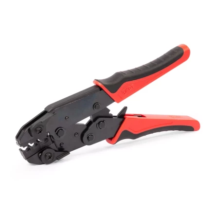 Пресс-клещи КВТ СТО+9 с 9 матрицами МПК для опрессовки разъемов, втулочных, изолированных и неизолированных наконечников (набор) (90778) купить в Нягани