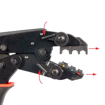 Пресс-клещи КВТ СТО+9 с 9 матрицами МПК для опрессовки разъемов, втулочных, изолированных и неизолированных наконечников (набор) (90778) купить в Нягани