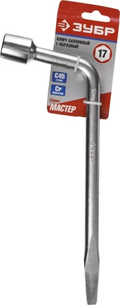 Ключ баллонный ЗУБР &quot;МАСТЕР&quot; L-образный, с монтажной лопаткой, 17мм 2753-17_z02 купить в Нягани