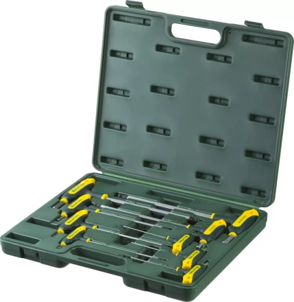 Набор KRAFTOOL Ключи &quot;INDUSTRIE&quot; имбусовые,Cr-Mo(S2),Т-образные, эргоном двухкомп рукоятка,HEX,с шариком,9 шт,в боксе 27454-H9 купить в Нягани