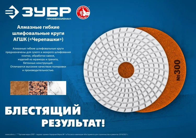 ЗУБР 100 мм, №100, мокрое шлифование, алмазный гибкий шлифовальный круг АГШК, Профессионал (29866-100) купить в Нягани