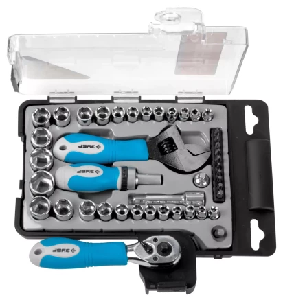 Набор ЗУБР Слесарно-монтажный инструмент &quot;ЭКСПЕРТ&quot;, ключ развод.,отвертка реверс. с насадками, пласт.бокс, 43пред. 25290-H43 купить в Нягани