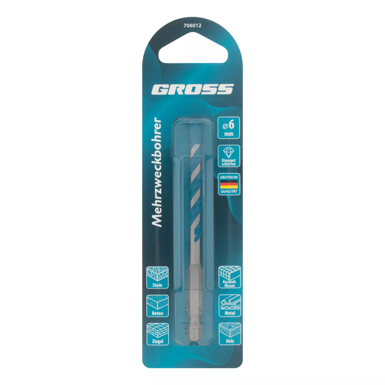 Сверло универсальное Gross, Multipurpose PRO, 6-гр. хвостовик, 6мм, 706012 купить в Нягани