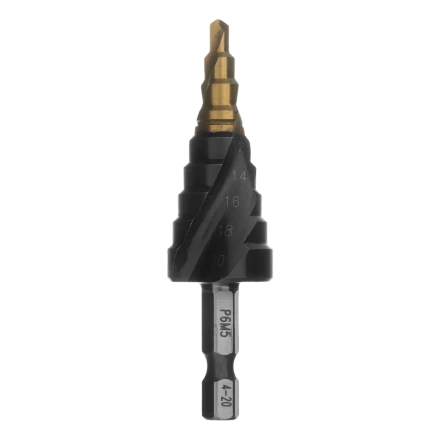 Сверло ступенчатое Denzel 723604, 6-8-10-12-14-16-18-20-22-24-26-28-30мм, Р6М5, 6-гр. хвостовик купить в Нягани