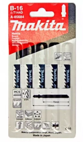 Пилки для лобзика Makita B-16 A-85684 (дерево, ДСП, PVC)