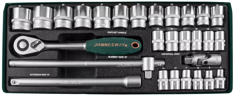 Набор головок торцевых 1/2"DR 8-34мм 28предметов S04Н4728S Jonnesway 47534 купить в Нягани