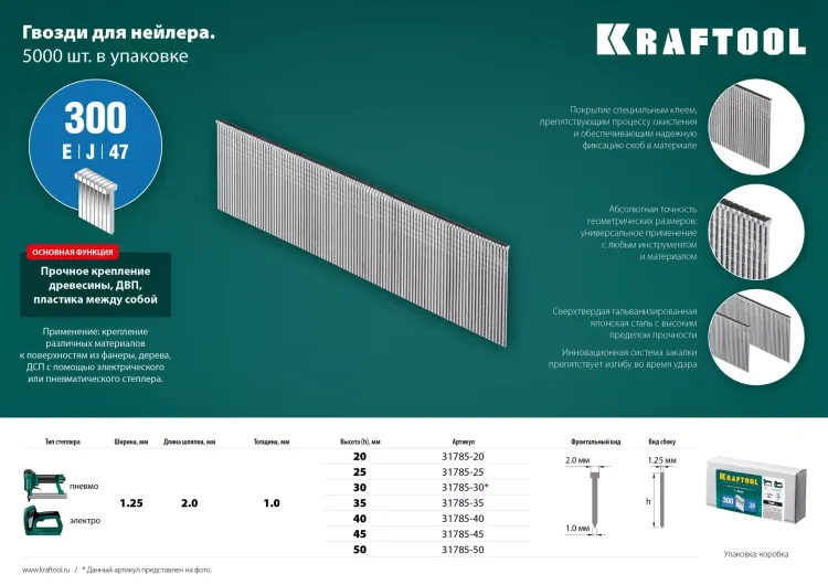 Гвозди тип 18GA (47 / 300 / F) 5000 шт 31785-50 купить в Нягани