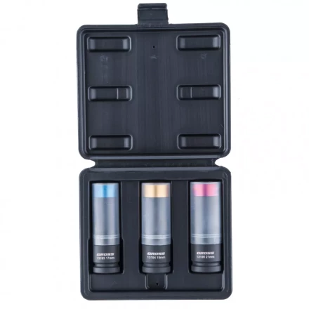 Набор головок ударных шестигранных для колесных дисков 17 19 21 мм 1/2&quot; 3 предмета Gross 13196 купить в Нягани