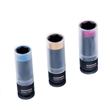 Набор головок ударных шестигранных для колесных дисков 17 19 21 мм 1/2&quot; 3 предмета Gross 13196 купить в Нягани