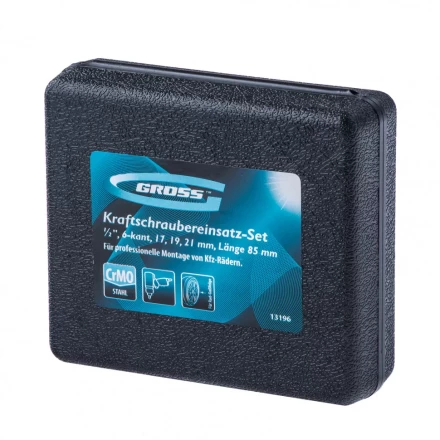 Набор головок ударных шестигранных для колесных дисков 17 19 21 мм 1/2&quot; 3 предмета Gross 13196 купить в Нягани