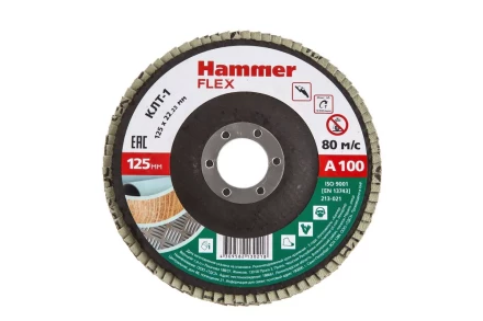 Круг Лепестковый Торцевой (КЛТ) HAMMER КЛТ 1 Ф125х22 Р100 213-021 купить в Нягани