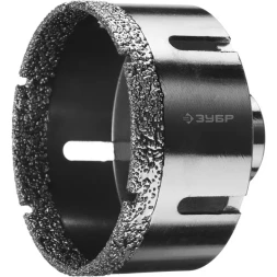 Алмазная коронка ЗУБР "ПРОФЕССИОНАЛ" универсальная для УШМ, сухое сверление, алмазы на вакуумной пайке,  посадка М14, d=83мм 29865-83