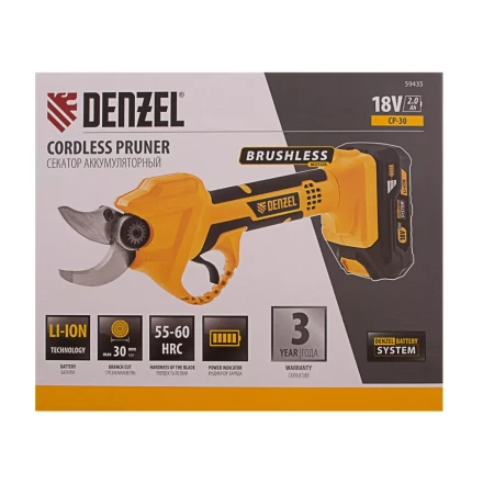 Секатор аккумуляторный Denzel CP-30 59435, 18В Li-Ion купить в Нягани