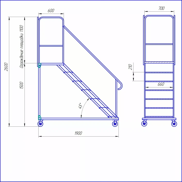 Лестница с площадкой УСЦ ЛСА-2500 купить в Нягани