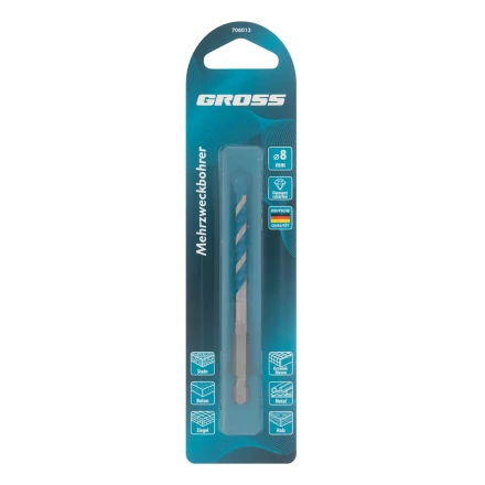 Сверло универсальное Gross, Multipurpose PRO, 6-гр. хвостовик, 8мм, 706013 купить в Нягани
