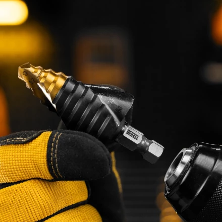 Сверло ступенчатое Denzel 723605, 9-12-15-18-21-24-27-30-33-36 мм, Р6М5, 6-гр. хвостовик купить в Нягани