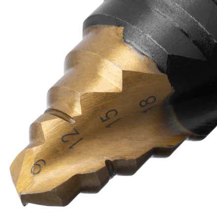 Сверло ступенчатое Denzel 723605, 9-12-15-18-21-24-27-30-33-36 мм, Р6М5, 6-гр. хвостовик купить в Нягани