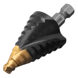 Сверло ступенчатое Denzel 723605, 9-12-15-18-21-24-27-30-33-36 мм, Р6М5, 6-гр. хвостовик