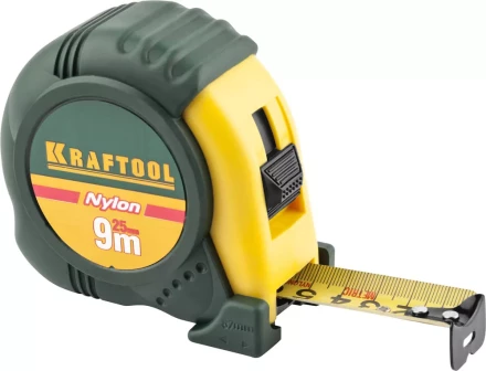 Рулетка KRAFTOOL &quot;EXPERT&quot; с нейлоновым покрытием, обрезин корпус, 9/25мм 34122-09_z01 купить в Нягани
