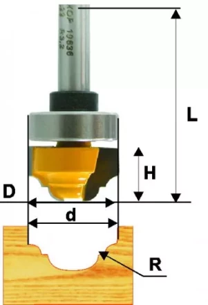 Фреза пазовая фасонная Ф35Х16 мм R55 мм хвостовик 12 мм 46132 купить в Нягани