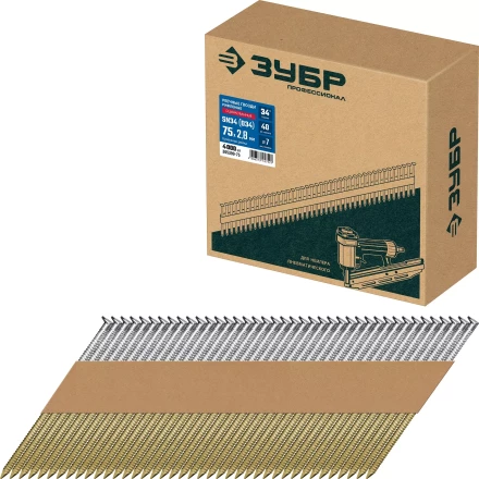 ЗУБР SN34 (D34) 75 х 2.8 мм, реечные гвозди рифленые оцинкованные, 4000 шт (305399-75) купить в Нягани
