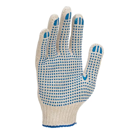 Перчатки трикотажные усиленные, с ПВХ точкой, 7 класс вязки Россия 677725 купить в Нягани