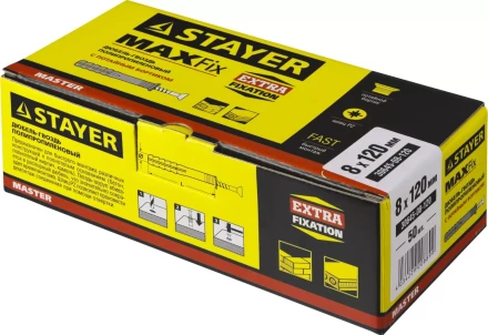 Дюбель-гвоздь полипропиленовый, потайный бортик, 8 x 120 мм, 50 шт, STAYER Master 30645-08-120 30645-08-120 купить в Нягани