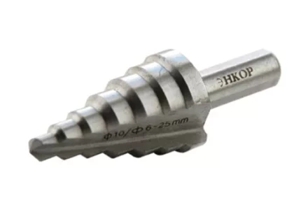 Сверло для металла ступенчатое Ф6-25 мм 7 ступеней ход 4,5 мм Энкор 21625 купить в Нягани