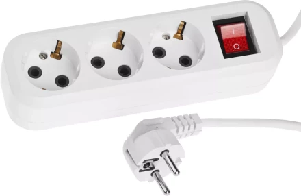 Удлинитель СИБИН электрический, ПВС сечение 0,75кв мм, 3 гнезда, макс мощн 2200Вт, 5м, заземление, выключатель 55036-5 купить в Нягани