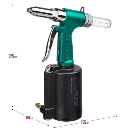 Заклепочник пневматический KRAFTOOL, корпус из алюминия, для заклепок из нержавеющей стали, 2,4-3,2-4-4,8мм 31184 купить в Нягани