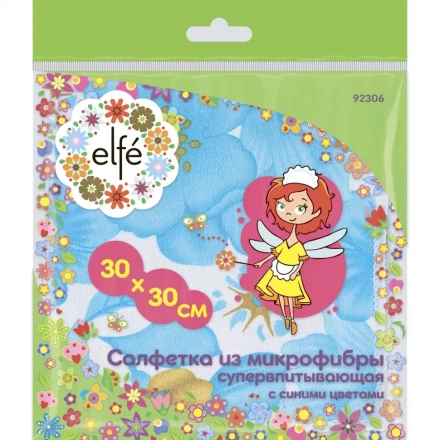 Салфетки из микрофибры с синими цветами 300х300 мм Elfe 92306 купить в Нягани