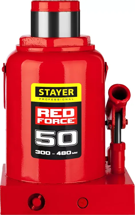 Домкрат гидравлический бутылочный "RED FORCE", 50т, 300-480 мм, STAYER 43160-50 43160-50_z01 купить в Нягани