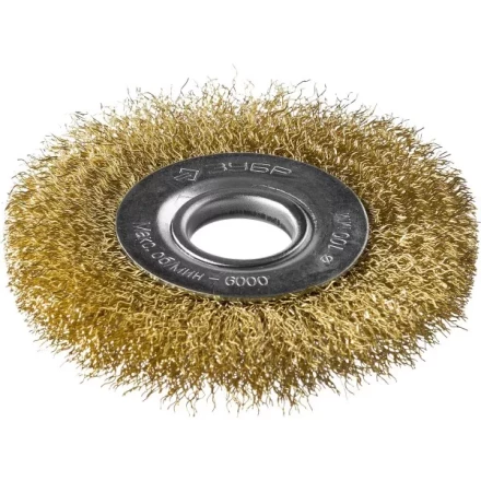 ЗУБР &quot;ПРОФЕССИОНАЛ&quot;. Щетка дисковая для УШМ, витая стальная латунированная проволока 0,3мм, 100х22мм 35187-100_z01 купить в Нягани