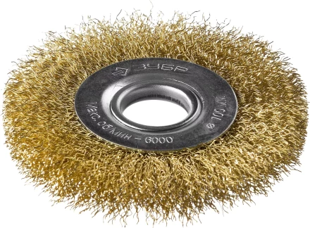 ЗУБР &quot;ПРОФЕССИОНАЛ&quot;. Щетка дисковая для УШМ, витая стальная латунированная проволока 0,3мм, 100х22мм 35187-100_z01 купить в Нягани