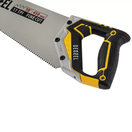 Ножовка по дереву, 450 мм, 9 TPI, зуб 3D, металлопластиковая рукоятка Denzel 24140 купить в Нягани