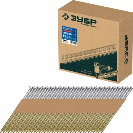 ЗУБР SN34 (D34) 83 х 3.1 мм, реечные гвозди рифленые оцинкованные, 3000 шт (305399-83) купить в Нягани