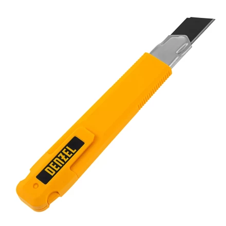 Нож Denzel, 18 мм, сменное лезвие, SK4, метал. направляющая, клипса, нажимной фиксатор, 78940 купить в Нягани