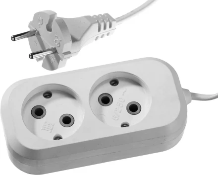 Удлинитель СИБИН электрический, ШВВП сечение 0,75кв мм, 2 гнезда, макс мощн 1300Вт, 3м 55091-3 купить в Нягани