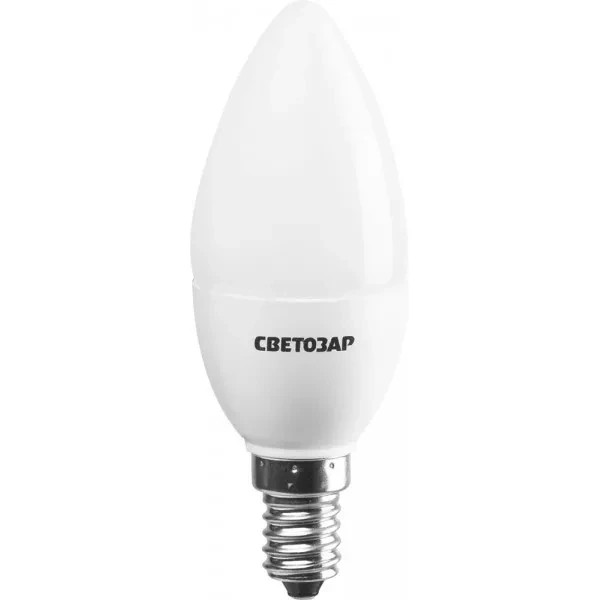 Лампа СВЕТОЗАР светодиодная "LED technology", цоколь Е14, теплый белый свет (2700К), 220В, 5Вт (45), свеча 44500-40_z01 купить в Нягани