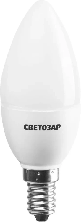 Лампа СВЕТОЗАР светодиодная "LED technology", цоколь Е14, теплый белый свет (2700К), 220В, 5Вт (45), свеча 44500-40_z01 купить в Нягани