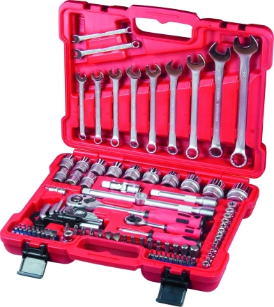 Набор слесарно-монтажный с квадратами 1/4 и 1/2 и  5/16 112 предметов MATRIX PROFI 13586 купить в Нягани