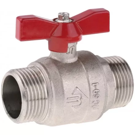 Кран ЗУБР шаровой 1/2&quot; полнопроходной &quot;папа-папа&quot;, бабочка, никелированная латунь 51355-N-1/2 купить в Нягани