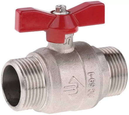 Кран ЗУБР шаровой 1/2&quot; полнопроходной &quot;папа-папа&quot;, бабочка, никелированная латунь 51355-N-1/2 купить в Нягани